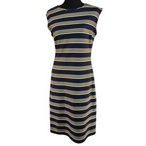Banana Republic Womens Navy & Gray Striped Sleeveless Sheath Dress Size 6